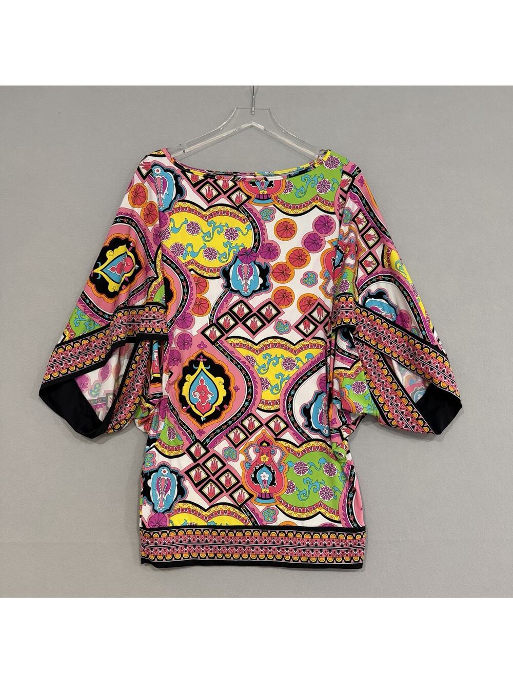 Trina Turk Dolman Kimono Sleeve Swim Cover Up Dress Tunic Size Medium Colorful